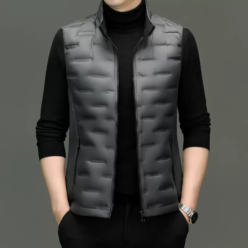 羽绒背心男秋冬白鸭绒保暖轻薄外穿坎肩男士商务无袖羽绒服马甲