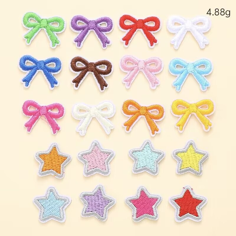Source Factory small size Bow Computer Embroidery Cloth Stickers Mini Stars DIY Shoes and Hats Bags Garment Accessories