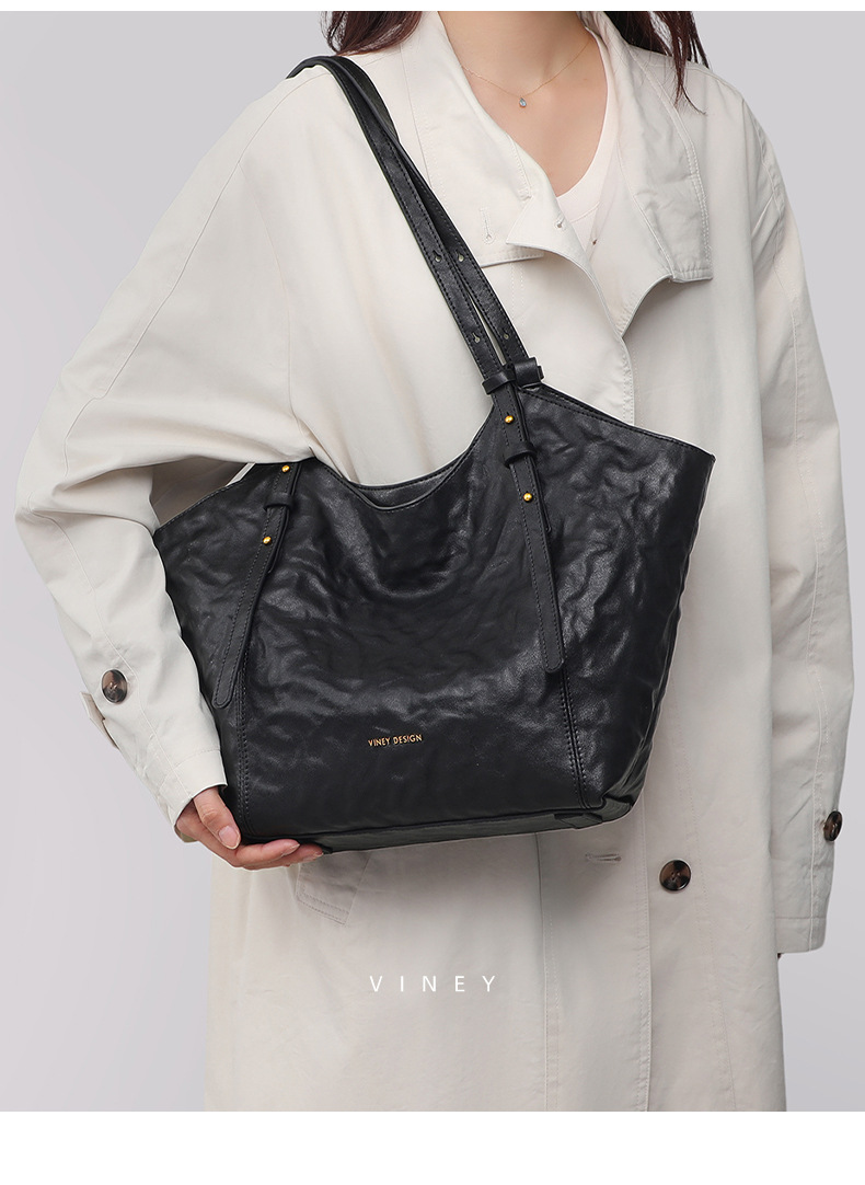 Túi tote da nữ đáy rộng dáng đeo nách — đen, Lời bài hát: Black (Public Version) chi tiết 13