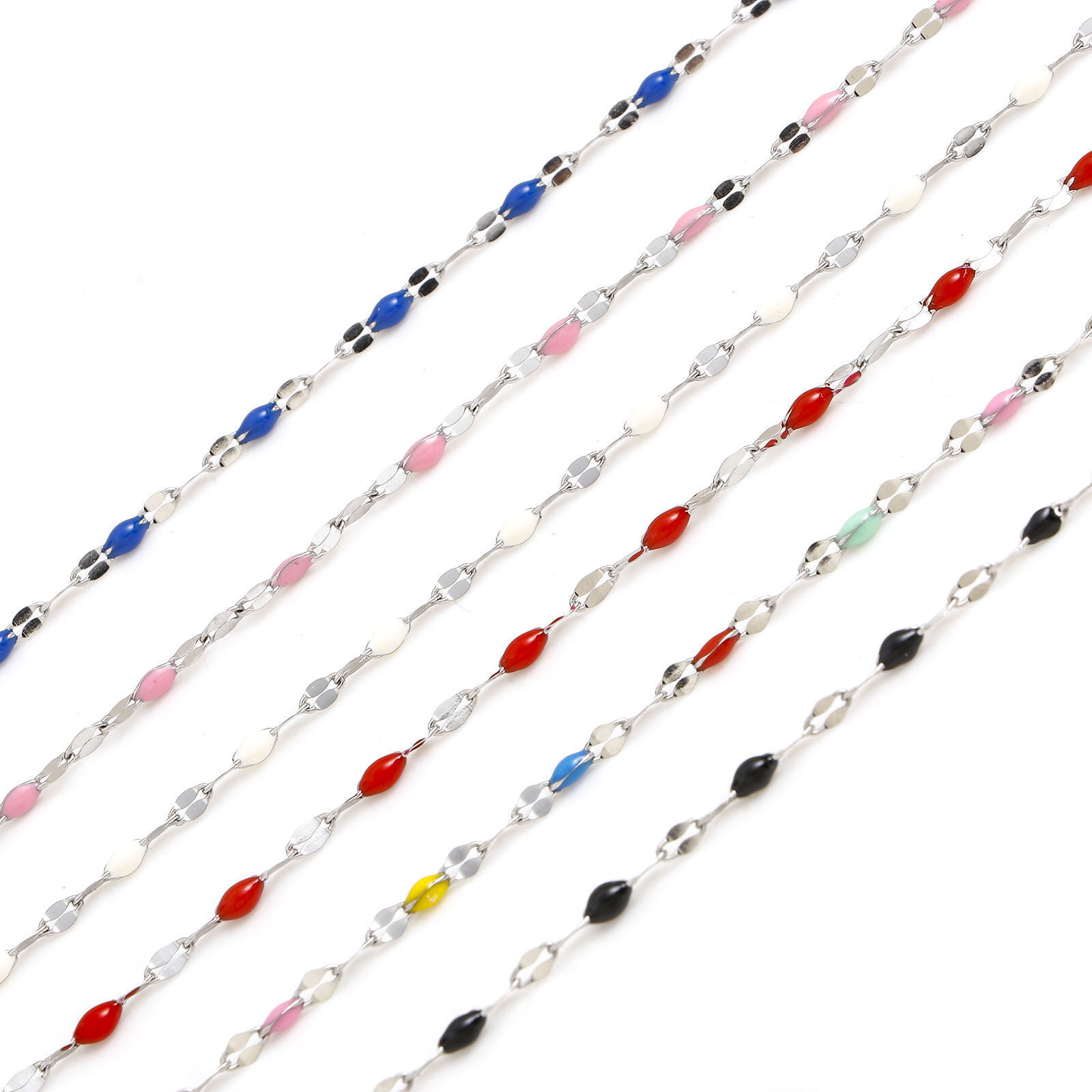 不锈钢嘴唇链项链钛钢18k金保色时尚滴油女款珐琅链唇形清新甜美