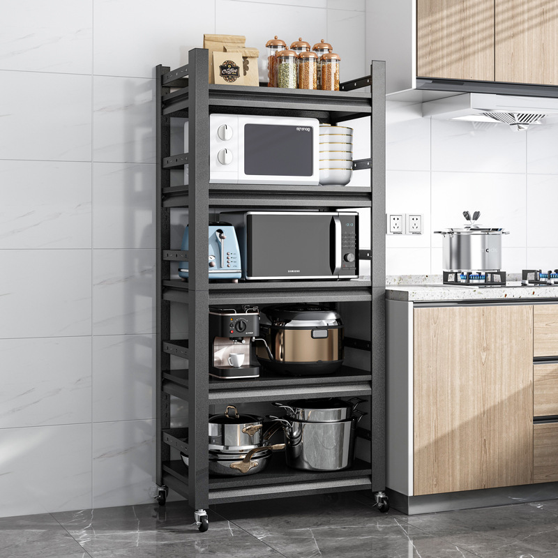 Movable Kitchen Storage Rack Floor-standing Multi-functional Household Shelf Oven Microwave Oven Storage Rack