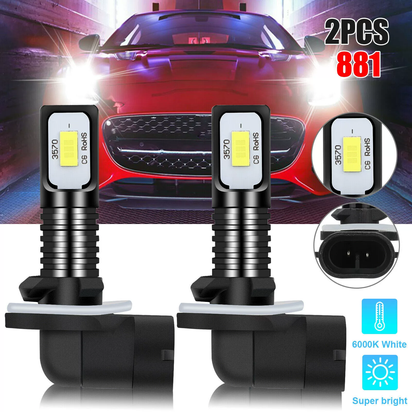 881 80W 3570 2smd 6000K белый свет, светодиод, передняя фара, фара для мотоцикла