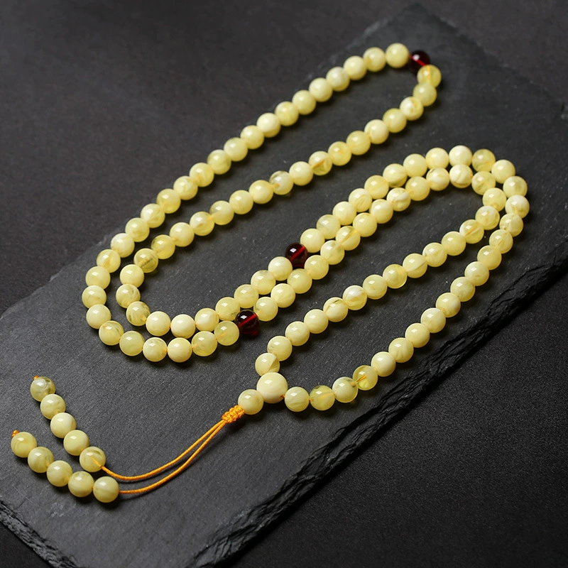 Русский старый пчелиный воск белый цветок браслет из пчелиного воска 108 куриное масло желтый, полный меда, браслет из бусин мужские и женские четки янтарь
