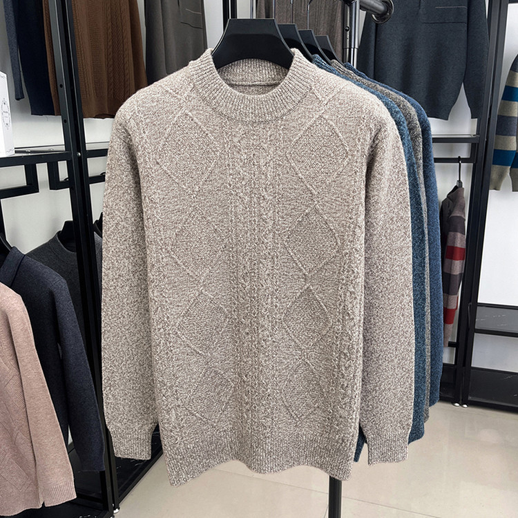 Temporada de otoño y invierno nuevo 100% puro suéter de lana para hombres cuello redondo suéter suelto suéter de lana