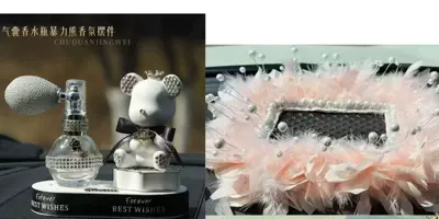 Car ornaments – Decoration, Internet Celebrity Accessories for - balloon-sachet-violent-bear-ornament-pearl-rectangular-feather-cushion-leather-powder