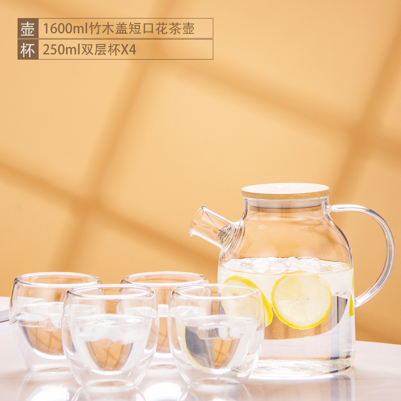 Tetera de vidrio resistente al calor tetera de bambú de gran diámetro olla engrosada tetera de flores y hierba tetera de gran capacidad hervidor de agua fría tetera hirviendo