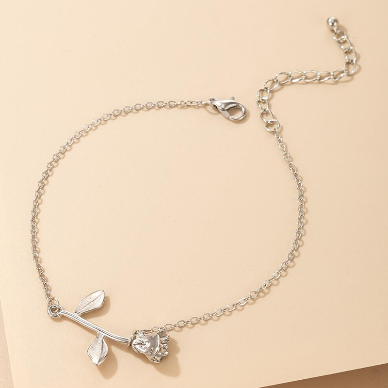 Fashion Foot Ornaments Alloy Three-dimensional Rose Flower Anklet display picture 3