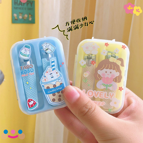 Cartoon Nail Clipper PP Box 2 Piece Set Silicone Nail Clippers Manicure Tools Stainless Steel Nail Clippers Wholesale