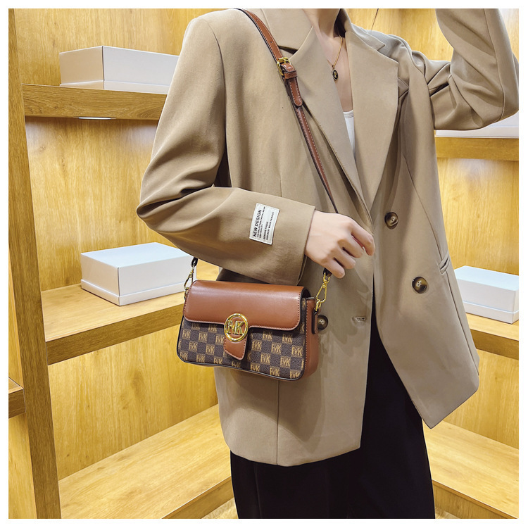 Borsa a tracolla Nicchia di personalità Nuova borsa a tracolla abbinata a colori con stampa retrò di alta qualità Borsa da donna per pendolarismo quotidiano_voghion.com