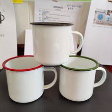 厚搪瓷杯跨境马克杯热销铁茶缸铁磁杠怀旧搪瓷缸子复古水杯批发