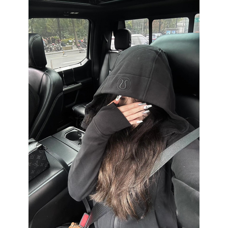 Lulu Original Embroidered Scuba Jacket Slim-Fit Sweatshirt with Fleece Lining for Warmth Yoga Wear Casual Sports Yoga Top