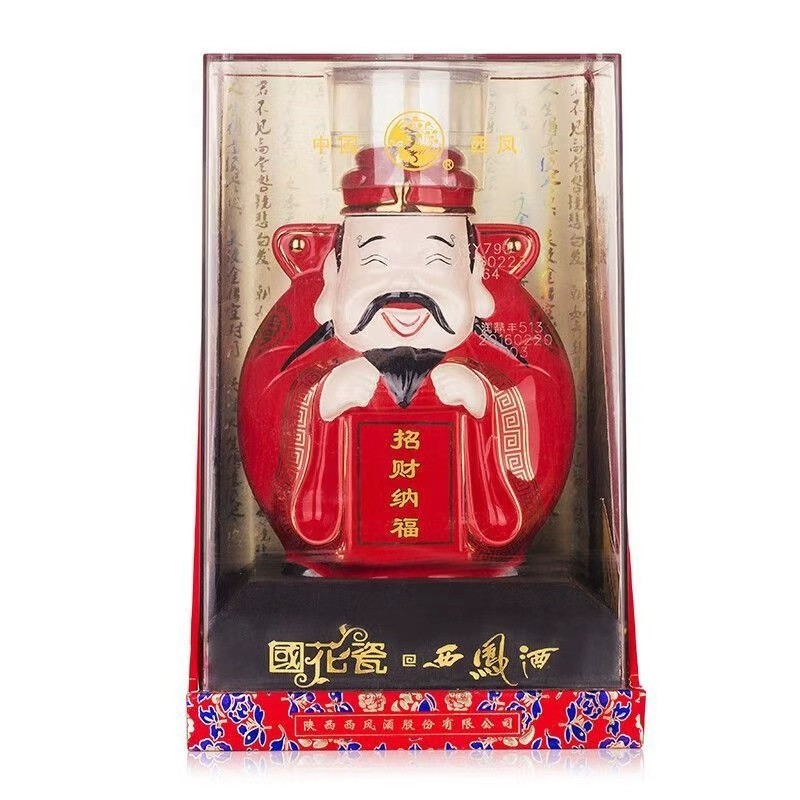 西凤酒国花瓷财神45度凤香型1000ml大瓶装