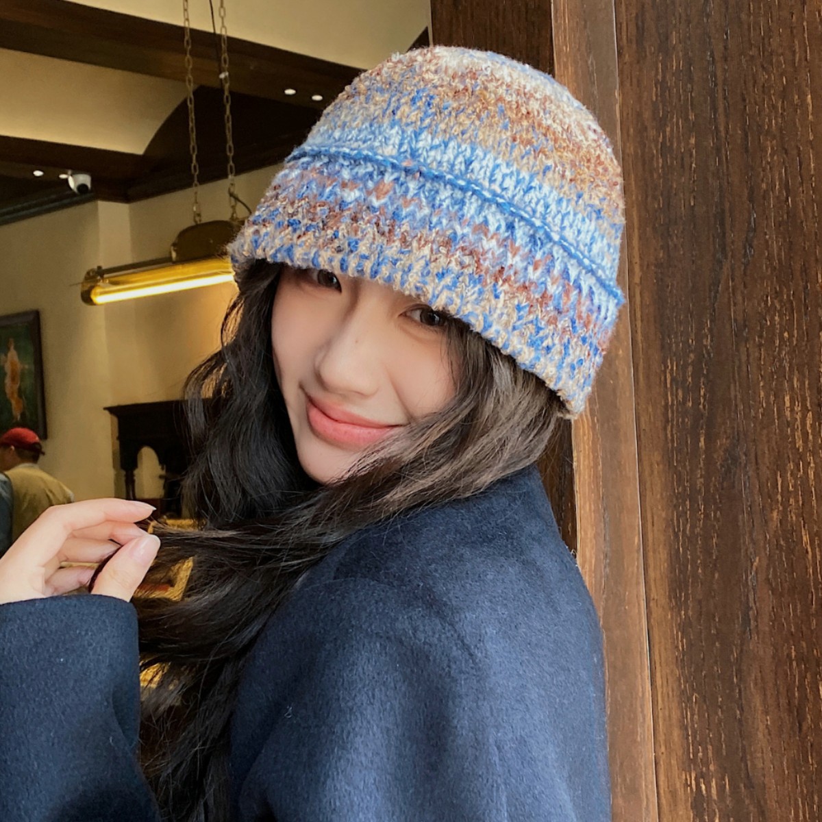 Einzigartiges Design: Retro-Fischermütze im Boho-Stil für Damen, warm und gesichtsschmeichelnd, gestrickt für Herbst und Winter, Wollmütze_voghion.com