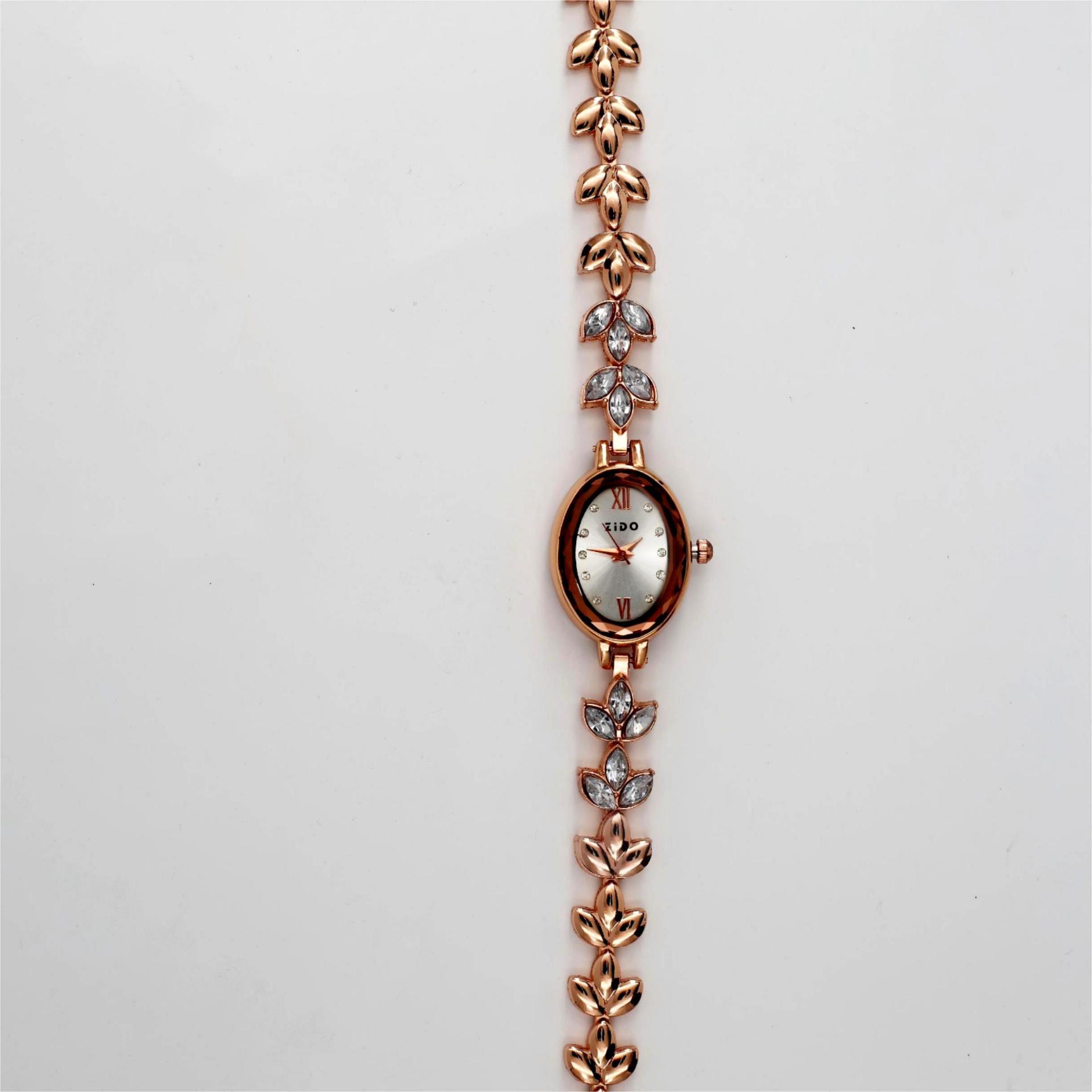 Zido marca de alta apariencia simple de moda elegante luz de lujo diamante deportes impermeable oval 1408 reloj de mujer