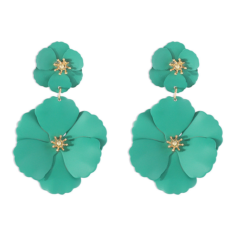 Pendientes de flores de color europeos y americanos, moda creativa para mujer, pintura retro con spray, pendientes de flores multicolor para studs, opcional image 9