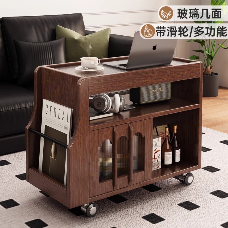 Mesa de centro, sala de estar móvil, bocadillos, cochecito, apartamento pequeño, sofá, mesa lateral, estante, mesa de té con ruedas, armario lateral junto a la cama