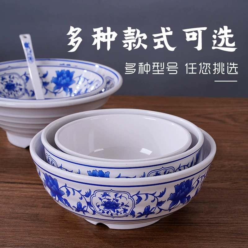 Blue and white plastic rectangular tableware for commercial use, wholesale