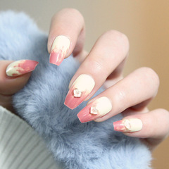 Short ballet nail art beauty nail stickers wholesale detachable drill version new product heart drill reusable