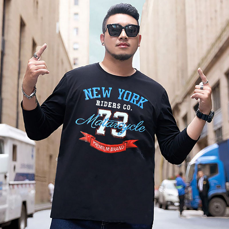 A variety of long-sleeved T-shirt super plus size men's spring new fat brother slimming casual fat plus large crew neck base shirt