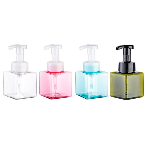 Square facial cleanser foaming bottle, children's flower hand soap bath foam bottle, shampoo mousse bottle wholesale