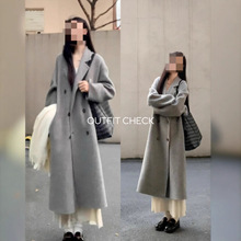 灰色毛呢外套中长款女2025新款秋冬季韩系穿搭加厚保暖高级感大衣