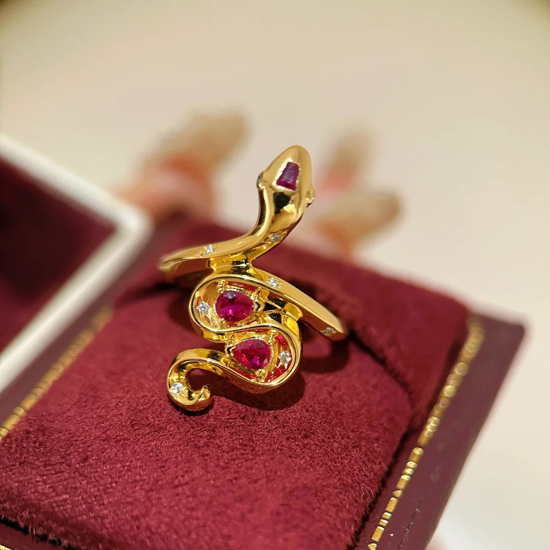 7g Weight Open Rings Classification 1 Piece Quantity Casual, Daily Occasion Copper Material Snake Pattern All Seasons Season Women's Gender Chinoiserie, Vintage Style Style Wholesale Jewelry Chinoiserie Vintage Style Snake Copper Open Rings 无