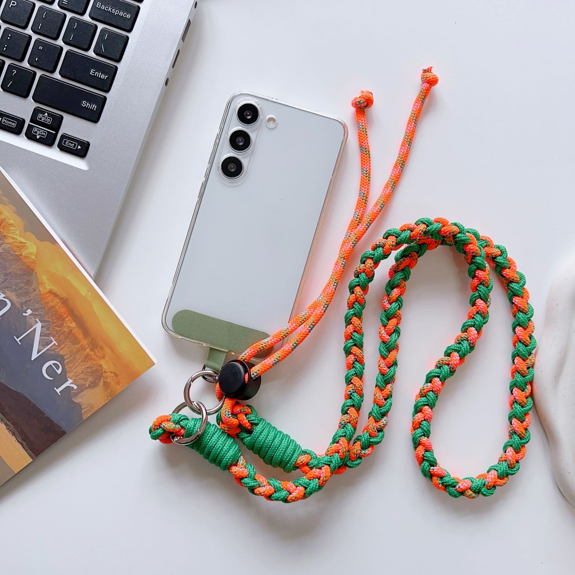 Color 4 hilos cuerda trenzada correa de mensajero de moda cordón de teléfono móvil cadena colgante resistente a la pérdida ajustable transfronterizo
