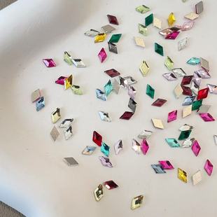 3x5mm4x6mm diamond nail jewelry small size color flat diamond shaped glass diamond nail DIY accessories