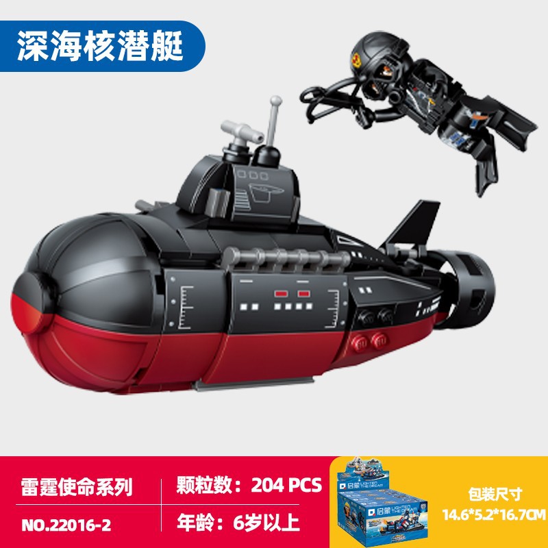 Bloqueo de construcción de iluminación 22016 Thunder misión submarino nuclear buque de ataque anfibio J15 modelo regalo para niños