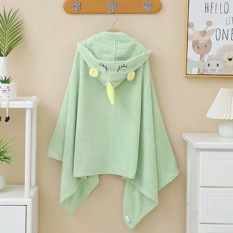 卡通独角兽儿童浴袍超柔沙滩珊瑚绒浴巾斗篷柔软吸水可外穿