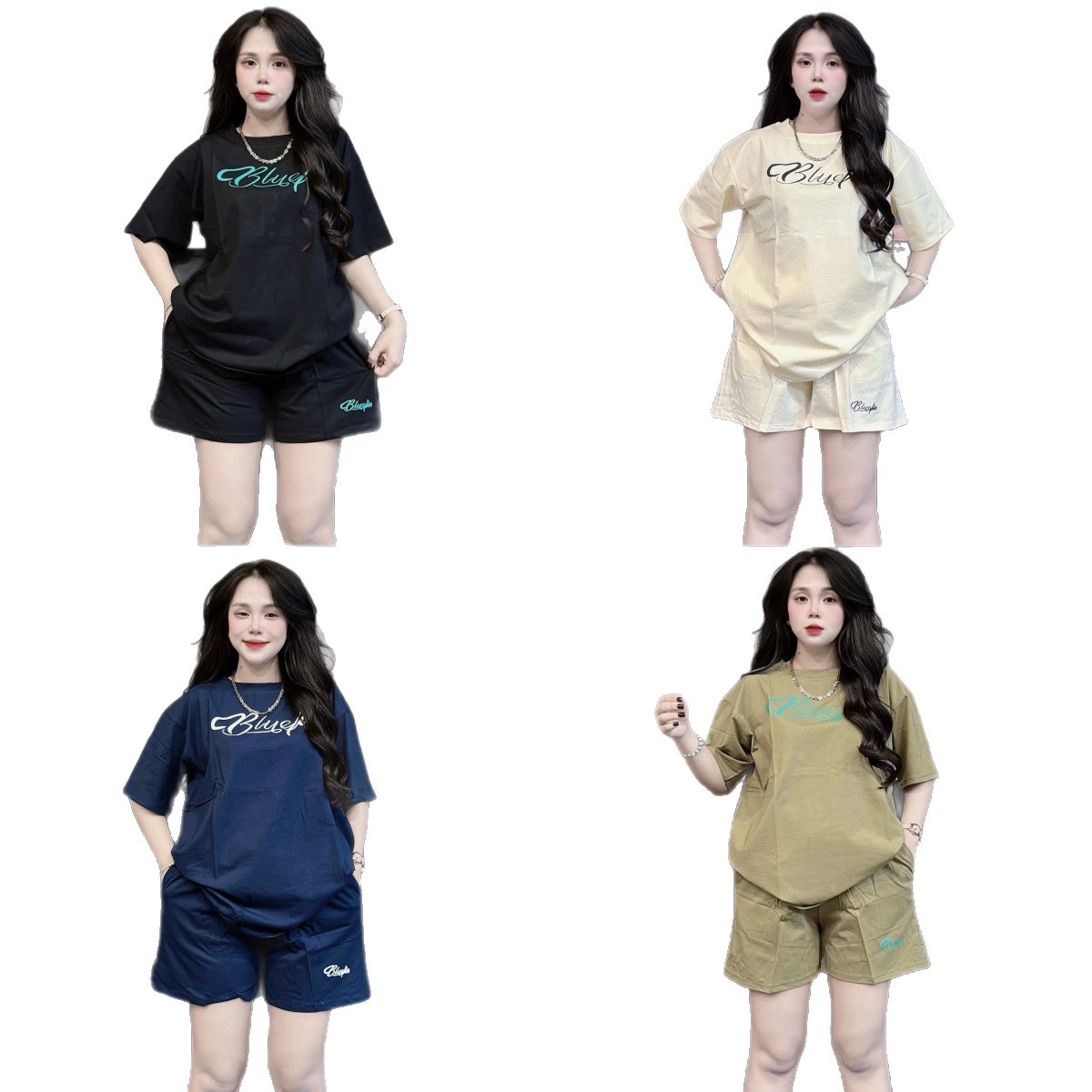 Women's Southeast Asian Style Casual Sportswear Set Summer Loose Fit Two Piece Outfit with Short Sleeve Top And Shorts for Students Running_ecoleips.com
