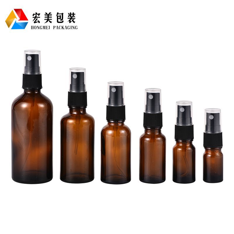 30ml棕色避光玻璃喷雾瓶 100ml医用消毒液透明分装瓶斜肩细雾现货