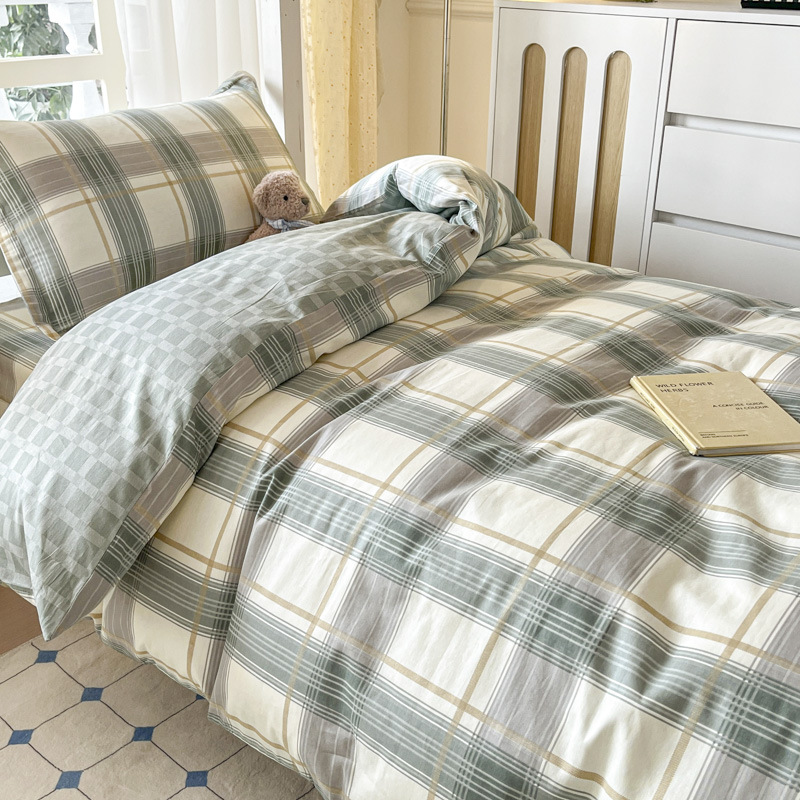 Ropa de cama de tres piezas de algodón para dormitorio de estudiantes universitarios, ropa de cama de algodón, funda de edredón, colchón de seis piezas, bolso de check-in