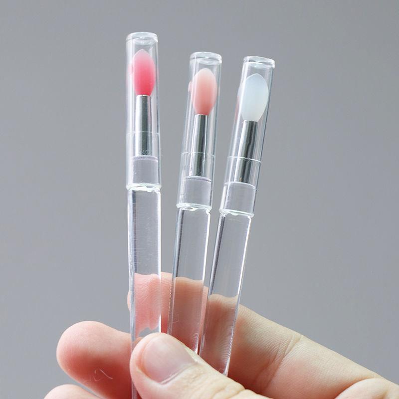 臻選便攜硅膠唇刷帶蓋防塵塗抹唇刷棒口紅刷亮片眼影刷便攜多功能