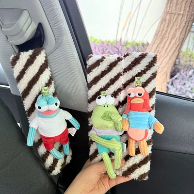 Protector Plush Doll Seatbelt Decoration | Seat belt shoulder pad - three-shoulder-pads-cool-fish-dumb-fish-paralyzed-fish