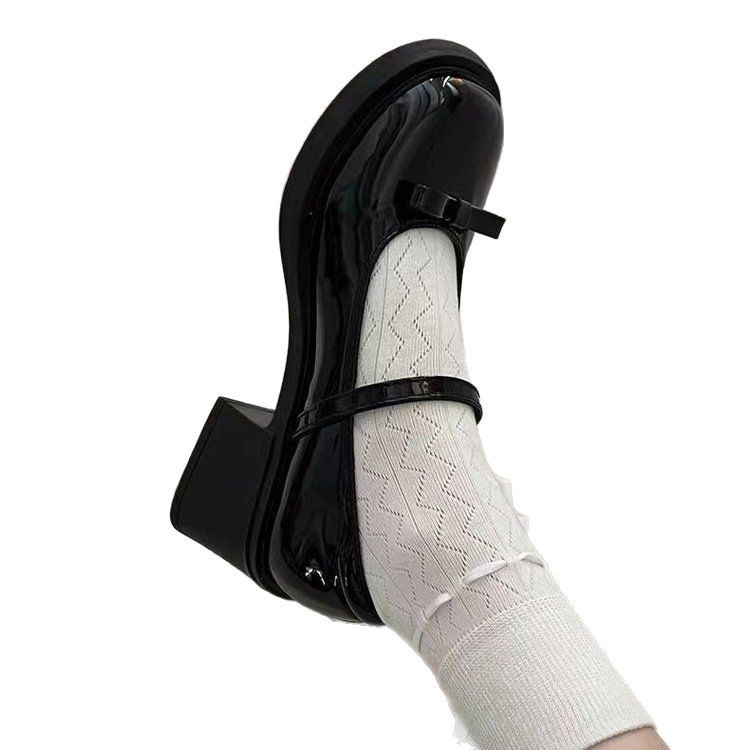 Zapatos de cabeza redonda de estilo japonés JK College con falda de otoño nuevos zapatos de cuero de tacón alto para mujeres zapatos de mujer Mary Jane image 6