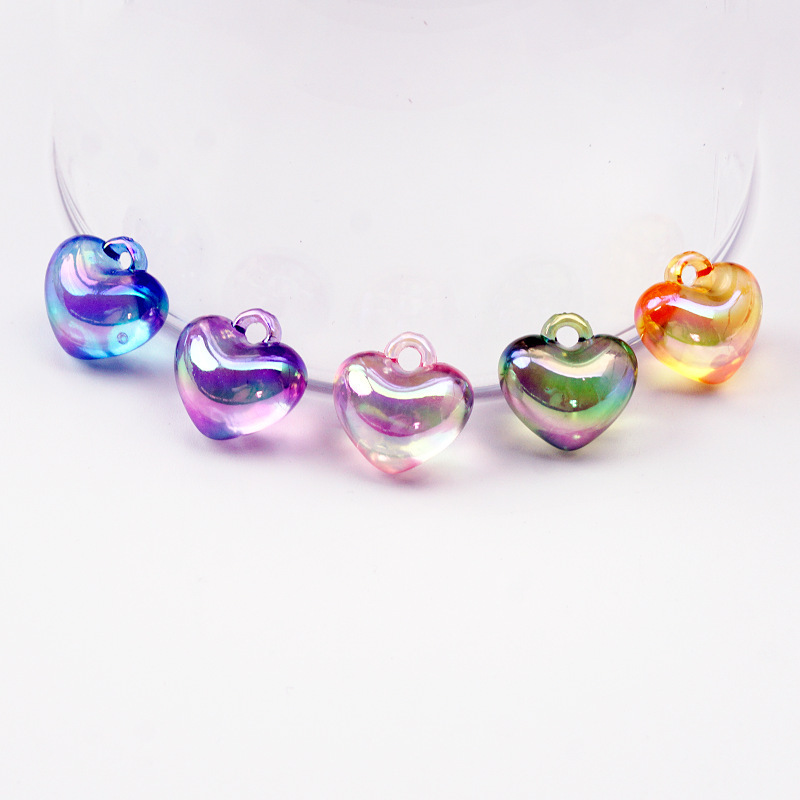 DIY jewelry accessories acrylic heart three-dimensional love pendant bracelet earrings pendant candy color transparent heart