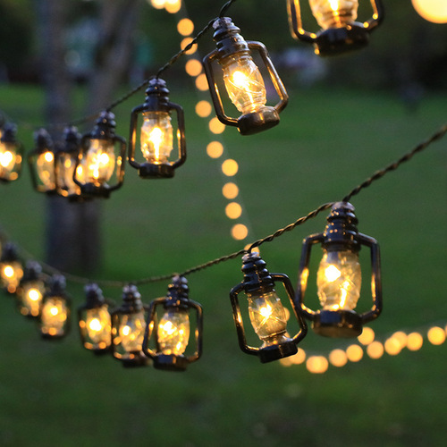 Solar retro kerosene lamp string outdoor camping atmosphere decoration led kerosene lamp camping tent layout lantern