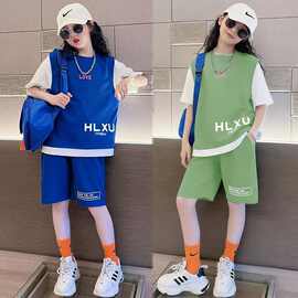2026新款女童夏季套装网红儿童夏装休闲套装女大童洋气运动两件套