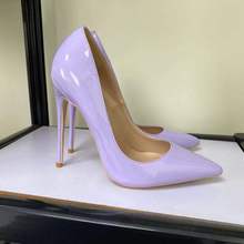 歐美新款淺紫色小清新高跟鞋女細跟12cm尖頭性感單鞋小碼34 35