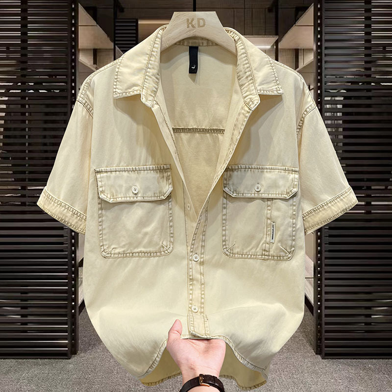 Summer New Men's Short-Sleeved Shirts, Trendy and Handsome Half-Sleeved Denim Shirts, American Casual Workwear Trendy Jackets Summer New Men's Short-Sleeved Shirts, Trendy and Handsome Half-Sleeved Denim Shirts, American Casual Workwear Trendy Jackets
