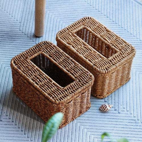 Tissue box for living room household simple imitation rattan paper box woven tissue box tissue tube tissue cover