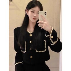 小香风高级感秋冬轻奢小香风加厚短外套+高腰半身裙学院风两件套