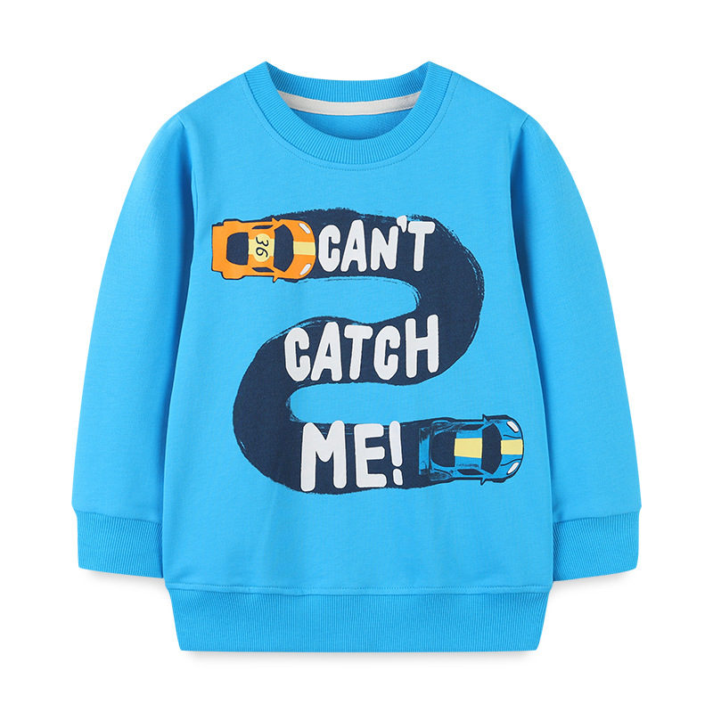Ropa infantil de otoño, nuevas llegadas, sudadera de manga larga para niños, estilo europeo y americano, jersey de cuello redondo para niños, sudadera con estampado.