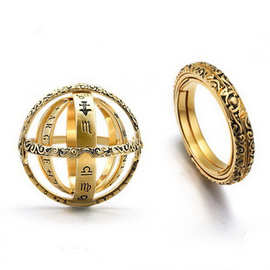 蒂莲尼 天文可折叠戒指项链天文球体球戒指宇宙手指戒指情侣珠宝