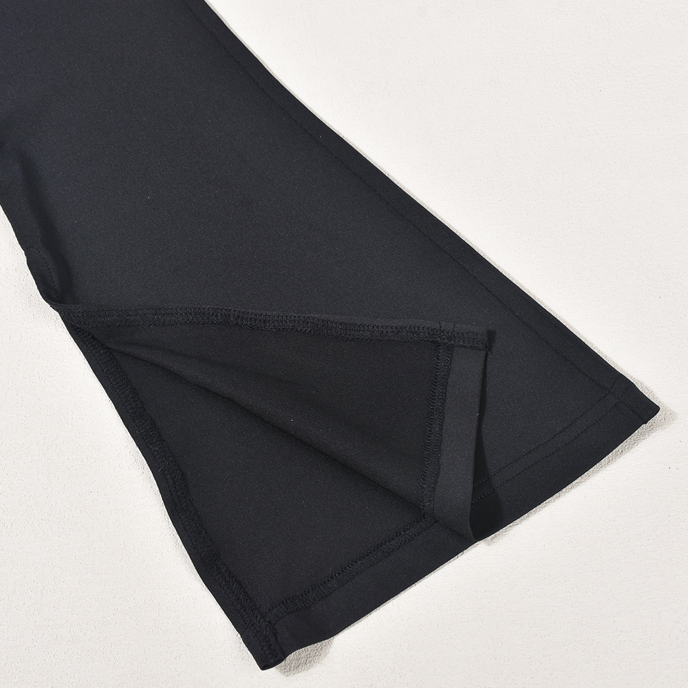 Women Clothing off Neck Stitching High Elastic Slit Slim Fitting Jumpsuit