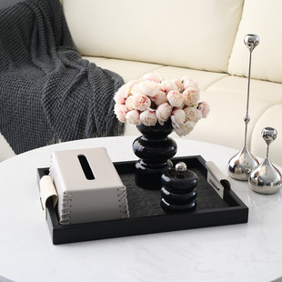 Leather Creative Tissue Box for Home Living Room Coffee Table Dining Table Tissue Box Light Luxury Cream Style Ornaments