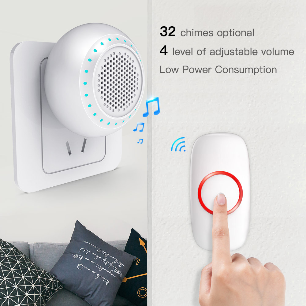 Smart Wireless Doorbell Long Range Waterproof Remote System 1 To 2_voghion.com