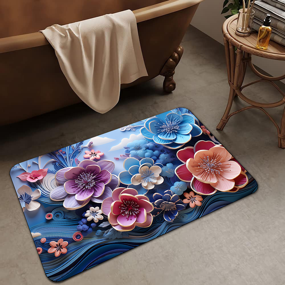 Alfombrilla de barro de diatomeas de flores tridimensionales de lujo ligero transfronterizo, alfombrilla de baño, alfombrilla de pie absorbente y antideslizante para el hogar, alfombrilla de entrada