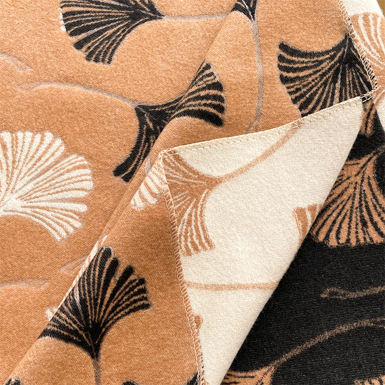 684g Weight Scarf Classification Outdoor, Daily Occasion Imitation cashmere Material Ginkgo Leaf Pattern Autumn&Winter Season Women's Gender Japanese Style, Sweet Style Women's Japanese Style Sweet Ginkgo Leaf Imitation Cashmere Scarf 15